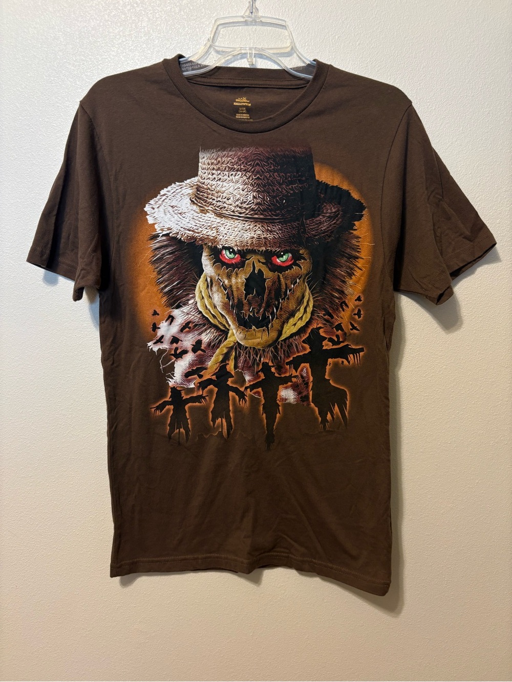 Men's Brown Graphic Scarecrow Skull Tee